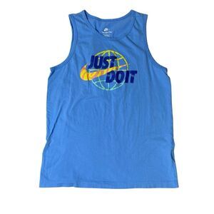 Nike "The Nike Tee" Tank Top Blue W/ Just Do It Logo In Front Men's Size Medium